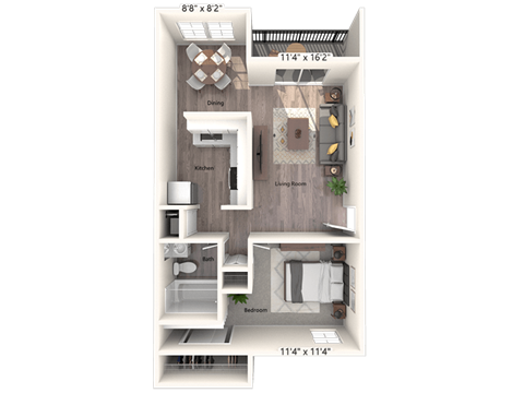 the 3 bedroom floor plan of a 2100 sq ft apartment at Lakeside Villas, Orlando